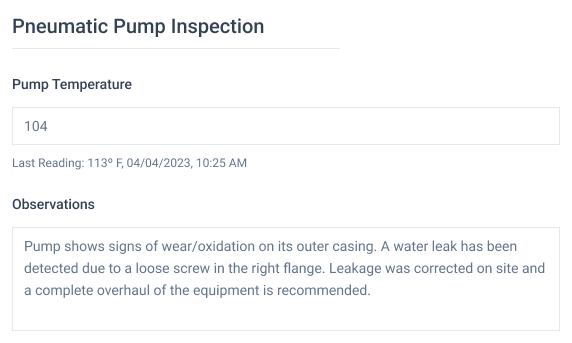 A pneumatic pump inspection example