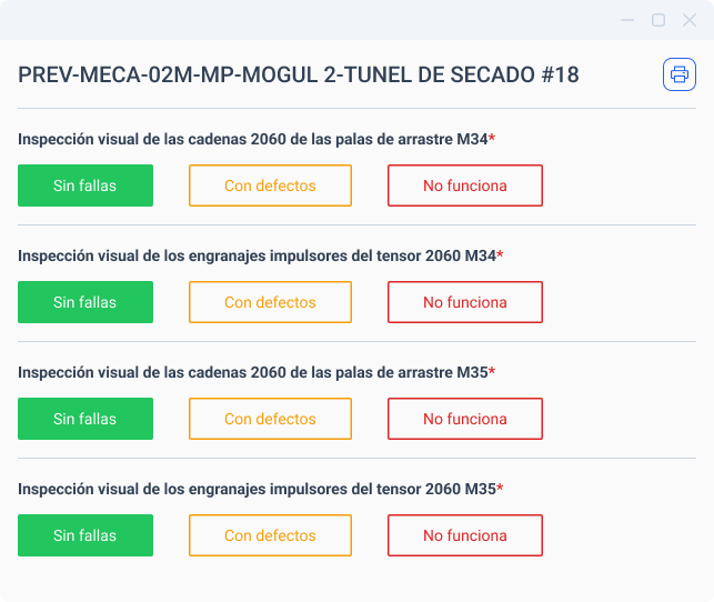 Checklist de inspecciones mecanicas