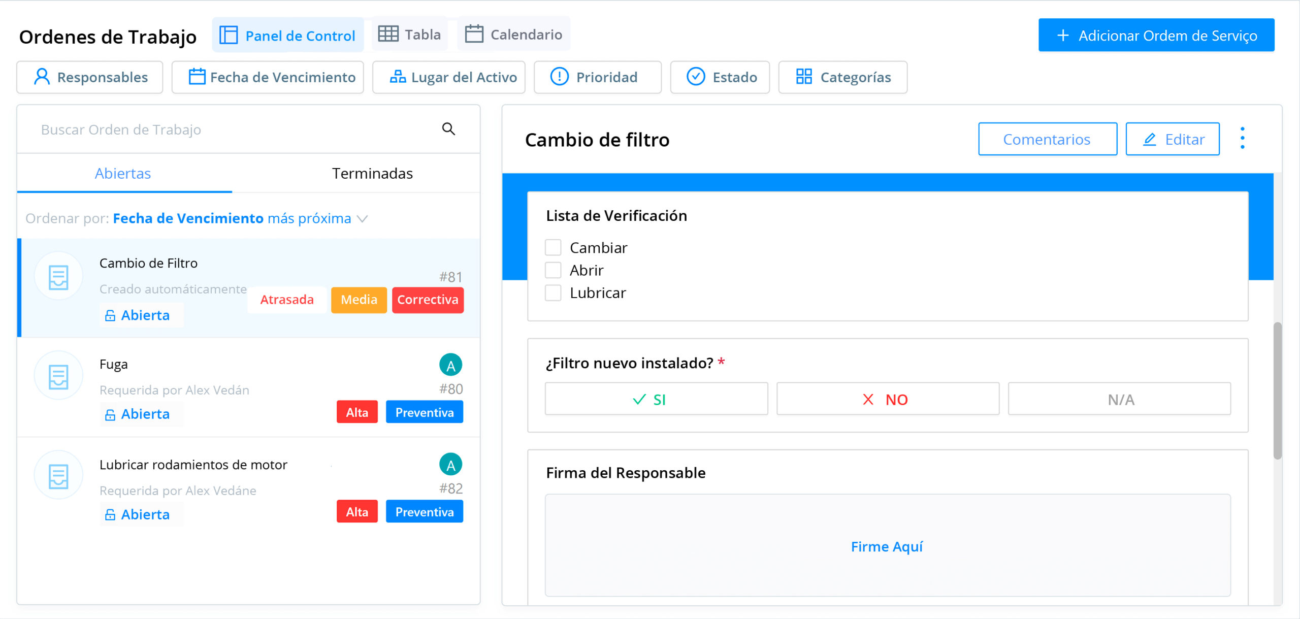 Sistema de gestión de órdenes de trabajo TRACTIAN TracOS